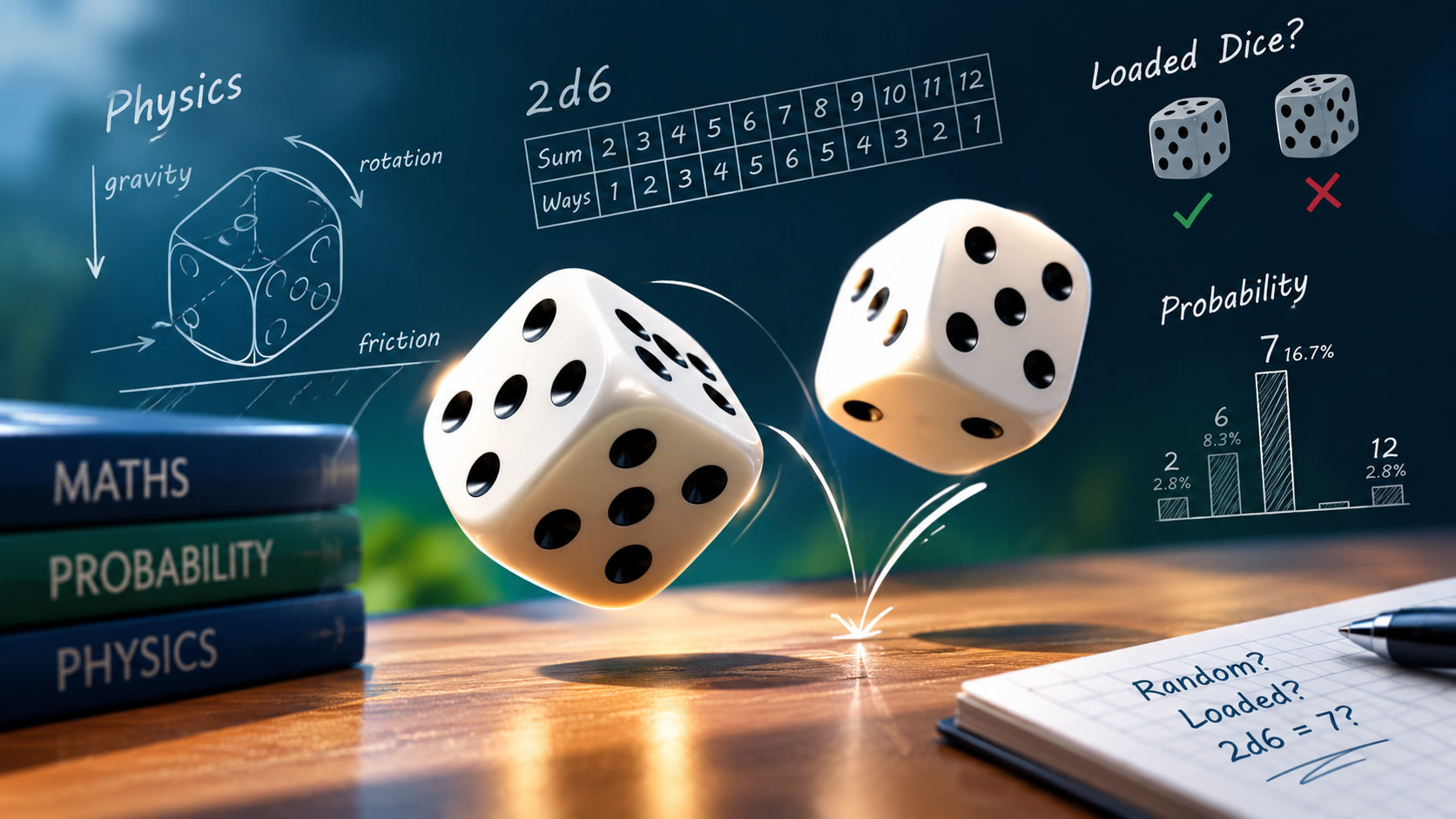 How Random Is a Dice Roll? Physics, Loaded Dice and the Maths of 2d6